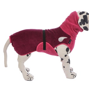 Dog bathrobe &quot;Berry-Pink&quot; back length selectable from 30 cm - 90 cm