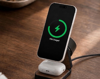 3-in-1 Wireless Charging Station: Charger Stand for iPhone, Apple Watch, AirPods, Compatible with MagSafe