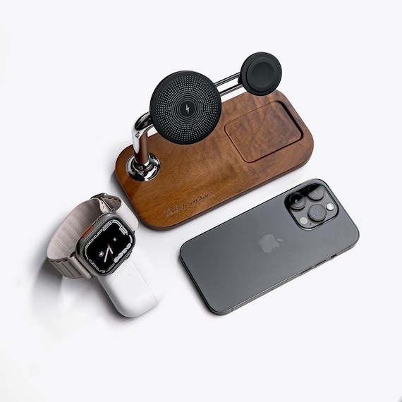 3 in 1 Wireless Chargerpractical Wood Desktop Charger Fast Charges Iphone Airpods and Apple Watch. Compatible With iPhone 15. Etsy