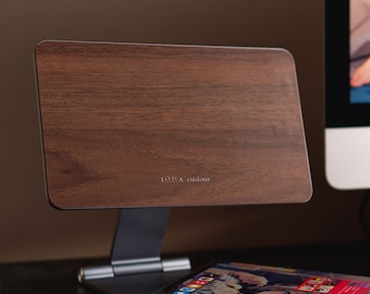 Wooden Magnetic iPad Stand: Black Walnut Wood and Aluminum iPad Pro/Air Tablet Holder