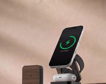 3-in-1 Foldable Wireless Charger: Charging Station for iPhone, Apple Watch, AirPods, Compatible with MagSafe