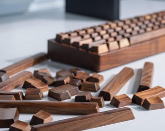 Teclas de madera: Teclas de madera de nogal negro, juego de teclas artesanales para teclado mecánico, perfil OEM