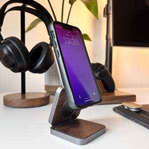 3-in-1 Mag-safe Wireless Charger: Black Walnut Wood & Aluminum Iphone ...