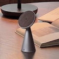 Wireless Charger Stand for iPhone: Black Walnut Wood & Aluminum Charging Station, Compatible with MagSafe