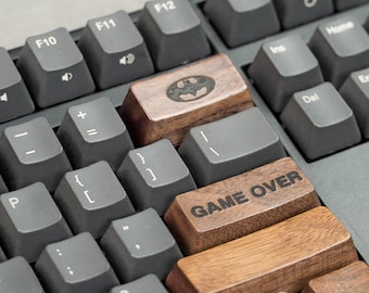 Wooden Keycaps(Custom Text/Logo Engraved): Black Walnut Wood Keycap Mechanical Keyboard OEM Profile