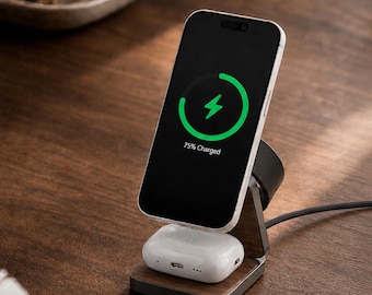 3-in-1 Wireless Charger: Qi2 25W Charging Station, Compatible with iPhone, Apple Watch, AirPods, MagSafe