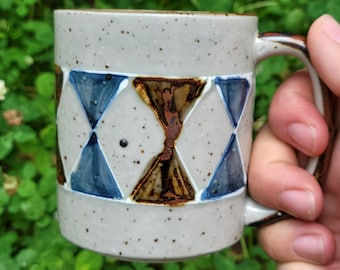 Vintage Non marcato Maculato Gres Geometrico Fantasia Giappone Mug