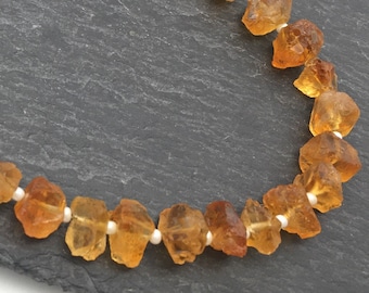 Raw Citrine Nugget Beads: Natural Crystal Chunks, November Birthstone