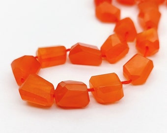 Natural Carnelian Step Cut Nuggets, Faceted Carnelian Nugget Beads, Irregular Carnelian Crystal, Center Drilled Beads