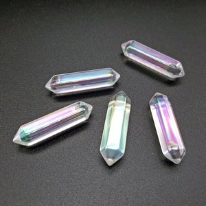 Angel Aura, Double Terminated, Clear AB Points, Crystal Wand, Iridescent.