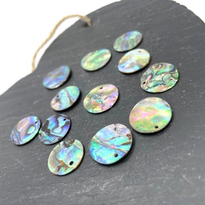 Thin Abalone Shell Beads, Thin Abalone Coin Beads, Round Natural Abalone Beads, 16mm Drilled Shell Gemstone