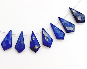 Faceted Lapis Lazuli Briolette Beads: Top Drilled Gemstone (20x9mm)