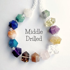 Middle Drilled Gemstone Points, Double Terminated Crystal, 2mm Hole Middle Drilled Gemstone Points, Natural Crystal Wand