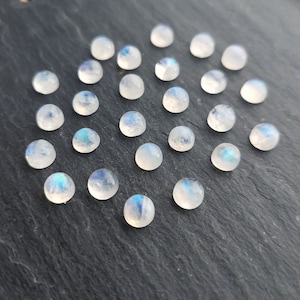 6mm Rainbow Moonstone Cabochon, Natural Semi Precious Gemstone, Round Cabochon