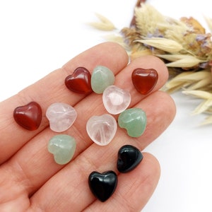 Gemstone Hearts 10mm, Natural Gemstone Beads, Heart Shaped Bead, Drilled Heart Pendant Beads, Top  Bottom Drilled, Quartz, Agate, Aventurine