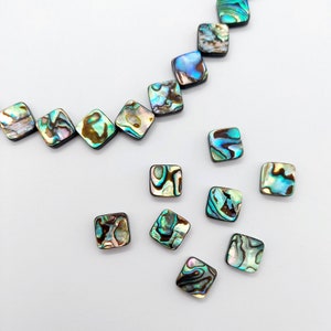10x10mm Abalone Shell Beads, Square Natural Abalone Beads, Drilled Shell Gemstone