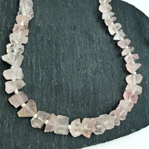Rose Quartz Beads, Rose Nugget Beads, Rose Chunk Raw Crystal, Center Drilled Beads