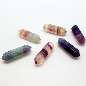 Fluorite Quartz, Double Terminated Quartz, Clear AB Crystal Points, Natural Crystal Wand, Iridescent Crystal