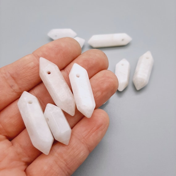 White Moonstone Crystal Point: Double Terminated, Top Drilled