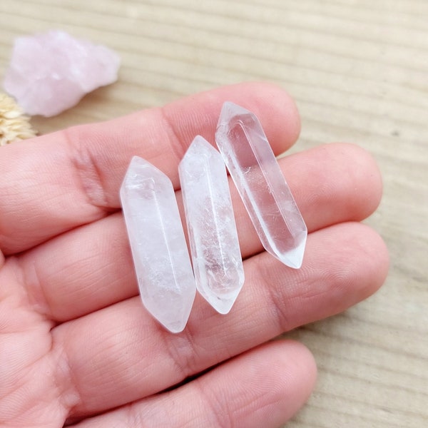 Clear Quartz Points, Double Terminated Gemstone Points, UNDRILLED, Natural Crystal Points, Gemstone Wand