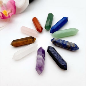 Double Terminated Gemstone Points, UNDRILLED, Natural Crystal Points, Gemstone Wand
