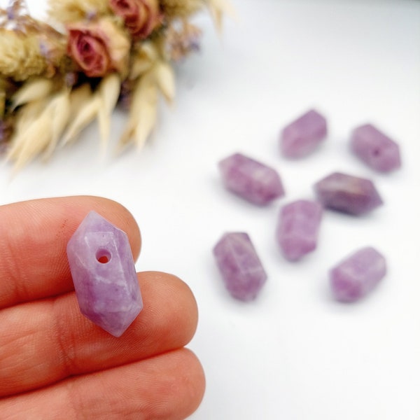 20mm Lepidolite Points, Double Terminated Gemstone, 20mm Top Drilled Points, Natural Gemstone Wand