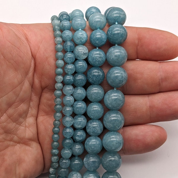 Aquamarine Round Beads, Spacer Beads,  Loose Beads, Aquamarine Round beads, Centre Drilled Beads, Round Gemstone Beads