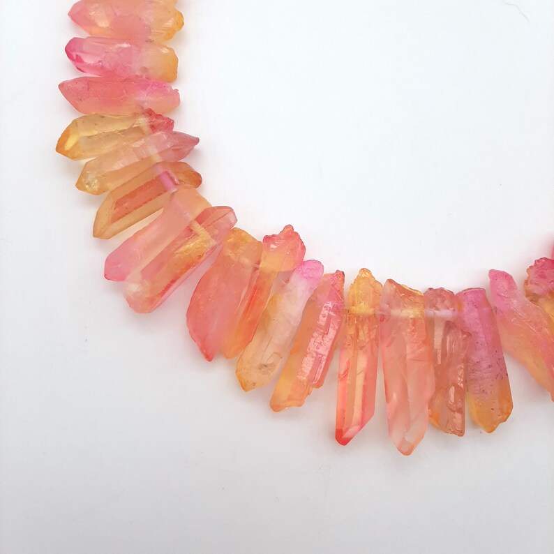 Orange and Pink Raw Quartz Crystal Top Drilled Crystal Etsy