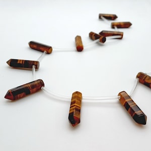 Tiger Eye Gemstone Pencil Points, Gemstone Pendant Beads, Top Drilled Gemstone Points, Tiger Eye Wand