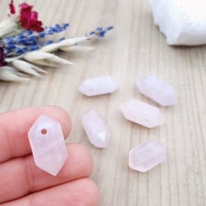 Rose Quartz Crystal 20mm Natural Double Terminated Quartz Small Top Drilled Crystal Point Natural Crystal Wand Healing Crystals