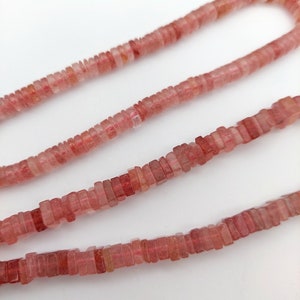 Strawberry Quartz Heishi Beads, Strawberry Quartz Heishi Cut Beads, Square/Round Beads