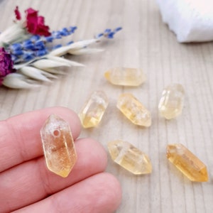 Citrine Natural Double Terminated Crystal 20mm Top Drilled Crystal Point 20mm Natural Crystal Wand Healing Crystals