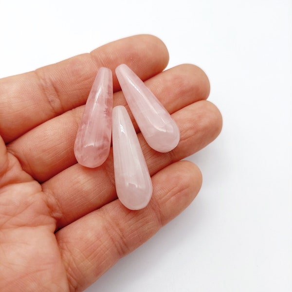 Rose Quartz Teardrop Beads, Rose Quartz Gemstone, Vertical Drilled Gemstone, Polished Teardrop, Teardrop Gemstone Beads