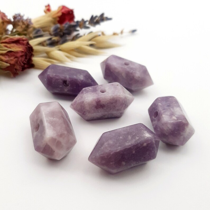 Lepidolite Gemstone Points: Middle Drilled Double Terminated Crystal Wand bild 3