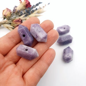 Lepidolite Gemstone Points: Middle Drilled Double Terminated Crystal Wand bild 2