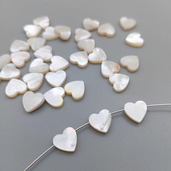 Mother of Pearl Hearts, Top Drilled Natural Shell Hearts, Shaped Shell, Drilled White Shell, Heart Pendant, Top/Side Drilled