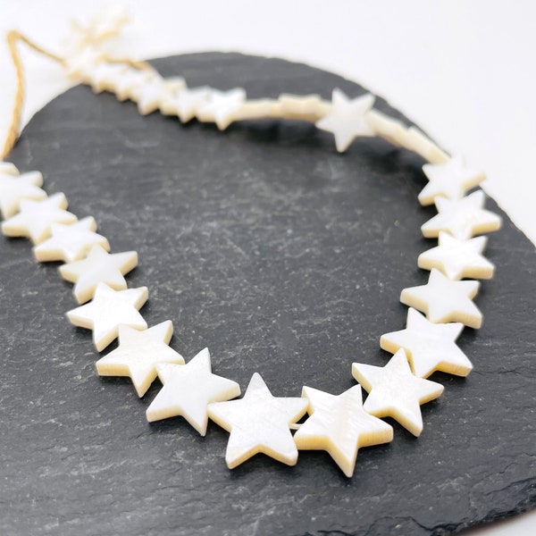 White Mother of Pearl Stars, Natural Shell Stars, Star Shaped Shell, Drilled White Shell, Star Pendant, Top/Side Drilled