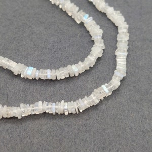 Natural Moonstone Heishi Beads, Moonstone Heishi Cut Beads, Moonstone, Square Beads