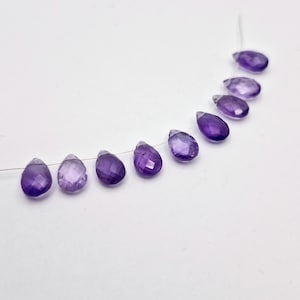 Amethyst Briolette 12x8mm Faceted Purple Amethyst Gemstone Beads Natural Briolette 12x8mm Drilled Crystal Briolette