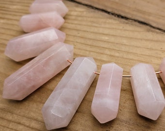 Chunky Rose Quartz Crystal: Double Terminated Top Drilled Wand