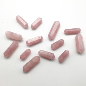 Rose Quartz Double Terminated Crystal Point: Top Drilled Wand