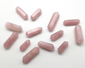 Rose Quartz Crystal, Double Terminated Quartz, Top Drilled Crystal Points, Natural Crystal Wand, Healing Crystals,