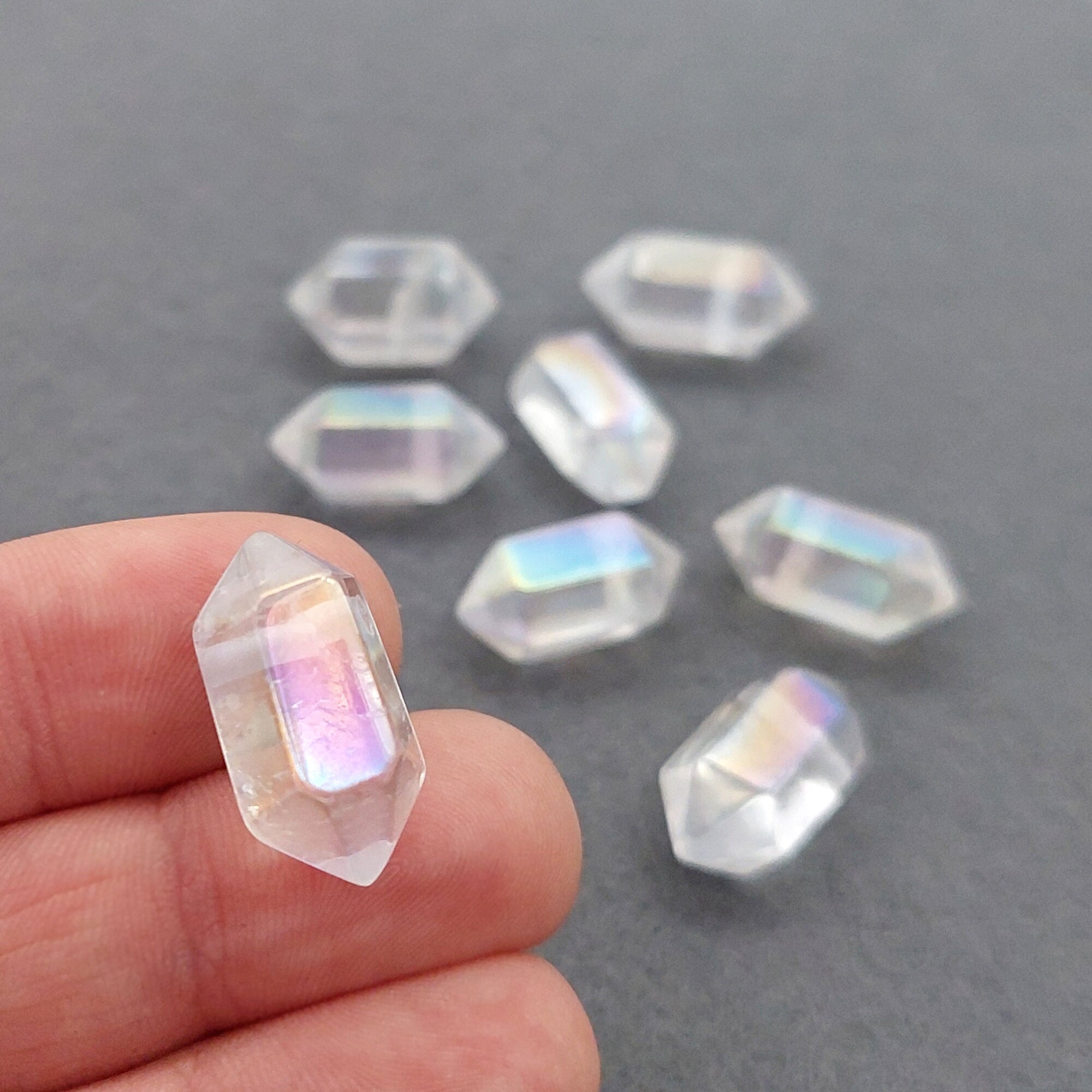 20mm Angel Aura Quartz Crystal Point: Double Terminated, Top