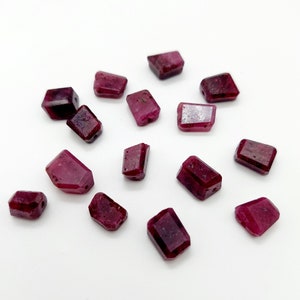 Ruby Step Cut Nuggets, Faceted Ruby Nugget Beads, Irregular Natural Ruby Gemstone, Center Drilled Beads 画像 3