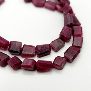 Ruby Step Cut Nuggets, Faceted Ruby Nugget Beads, Irregular Natural Ruby Gemstone, Center Drilled Beads 画像 1