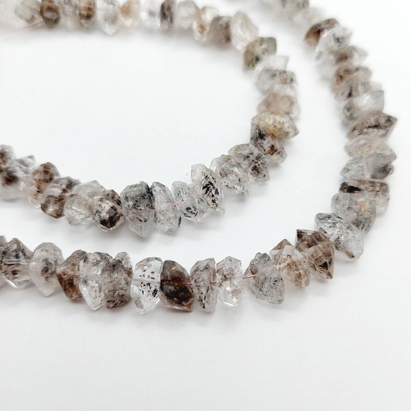 RABAIS Herkimer Diamond Quartz, Perles Herkimer naturelles, Quartz brut, Perles percées au centre