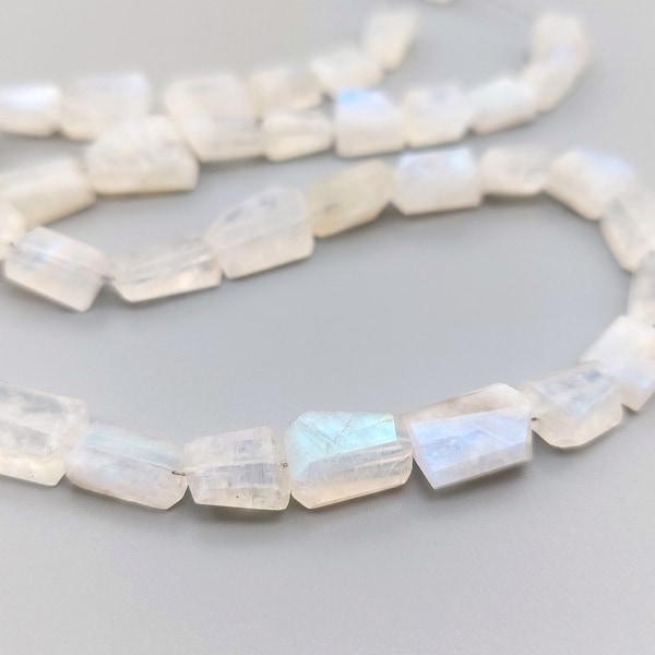 Rainbow moonstone Step Cut Nuggets, Faceted Moonstone Nugget Beads, Irregular Flashy Moonstone Crystal, Center Drilled Beads