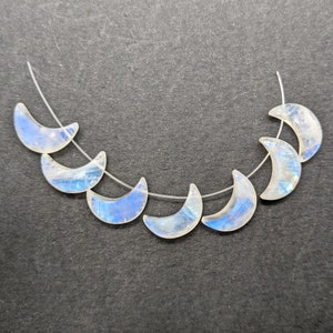 Top Drilled Rainbow Moonstone Moon Beads: Natural Gemstone Crystal (15x5mm)