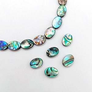 Abalone Oval Shell Beads, 10mm & 8mm Oval Natural Abalone Beads, Drilled Shell Gemstone