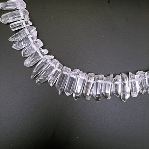 Small Slender Clear Raw Crystal Quartz, Polished Top Drilled Crystal Points, Natural Stick Beads, Polished Quartz